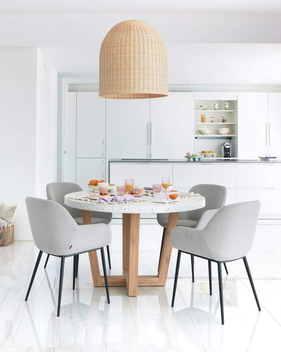 Konna light grey corduroy chair