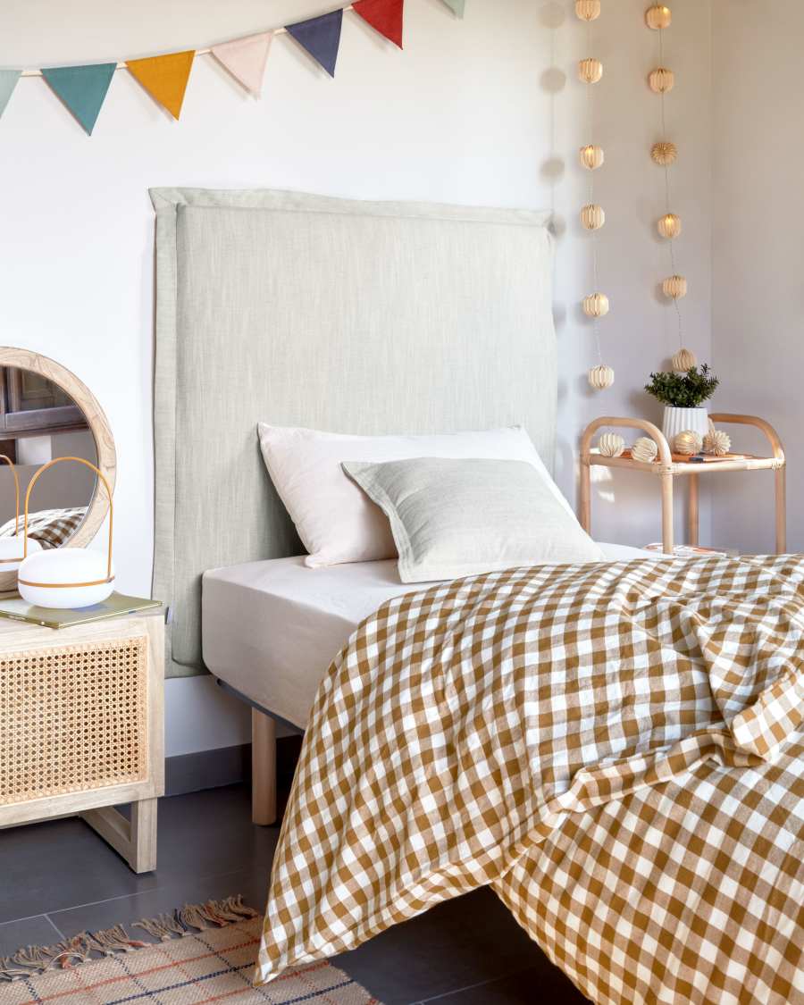 Capçal desenfundable Tanit de lli blanc per a llit de fins a 90 cm