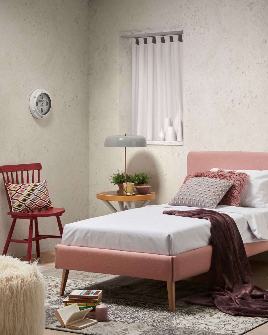 Bettkopfteil Dyla mit abnehmbarem Bezug in Rosa für ein Bett bis zu 90 cm FSC Mix Credit