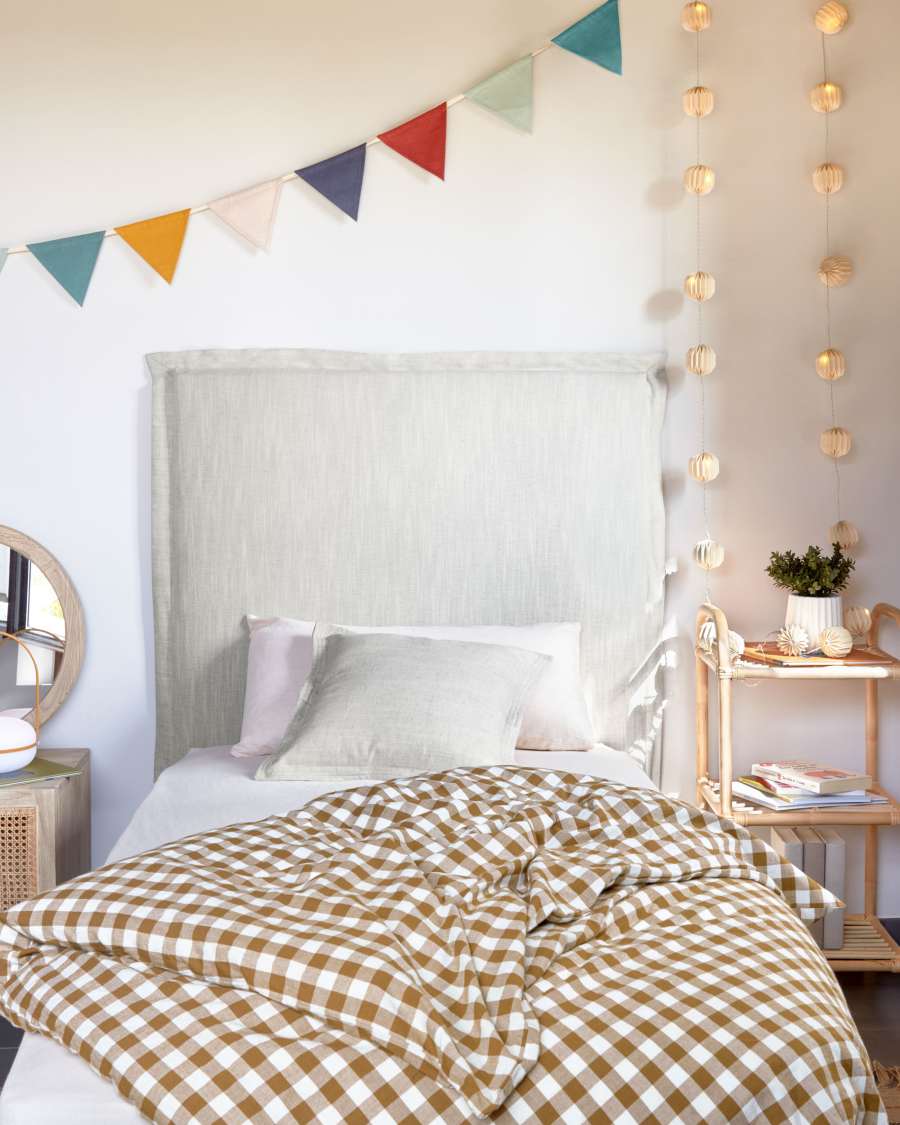 Capçal desenfundable Tanit de lli blanc per a llit de fins a 90 cm