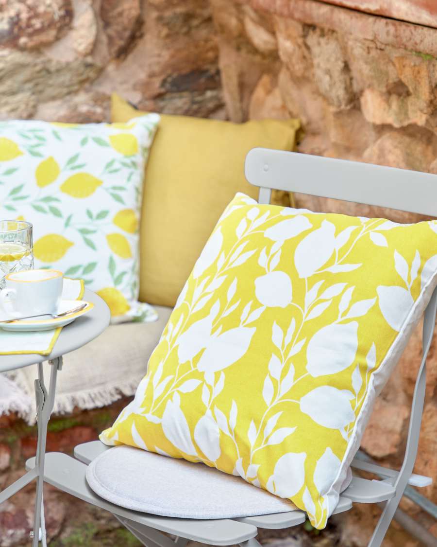 Κάλυμμα μαξιλαριού Etel, 100% βαμβακερό, 45 x 45 εκ, λευκά και κίτρινα λεμόνια