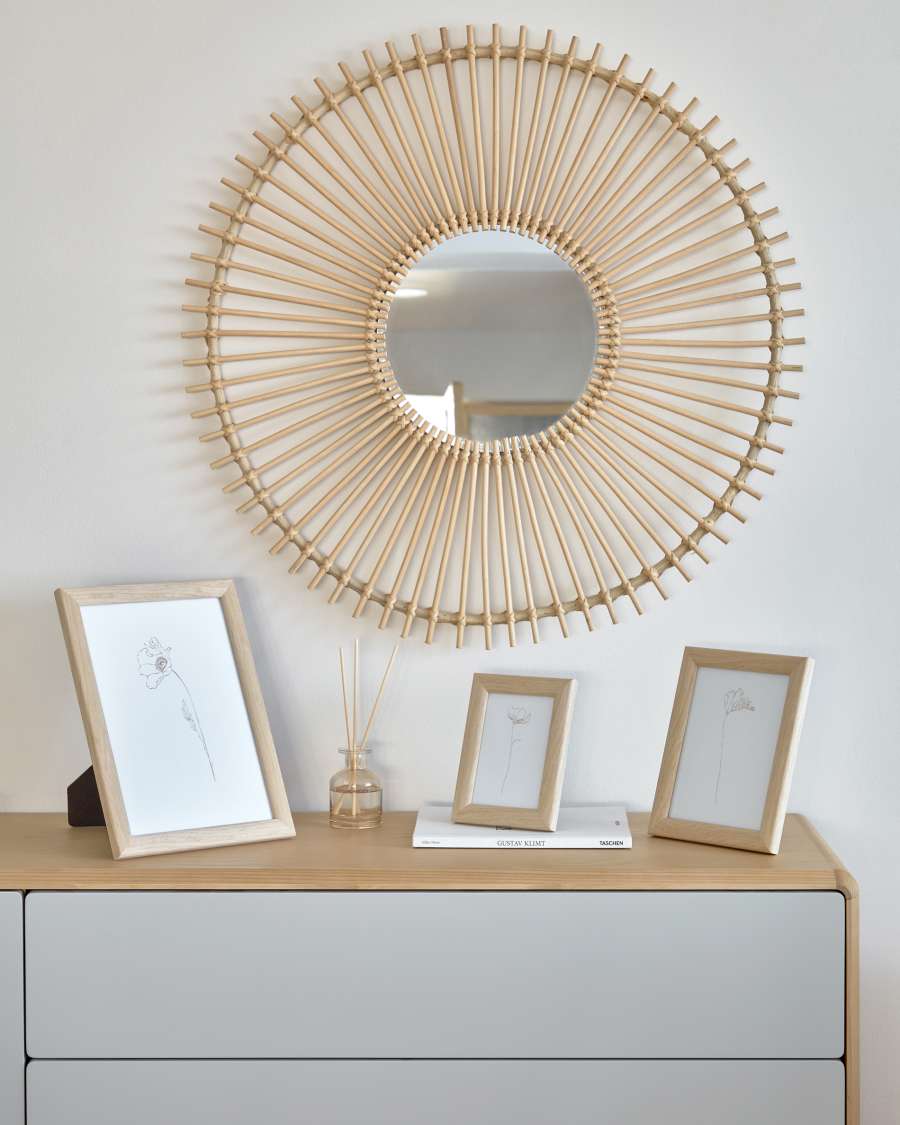 Louisa rattan mirror, Ø 81 cm