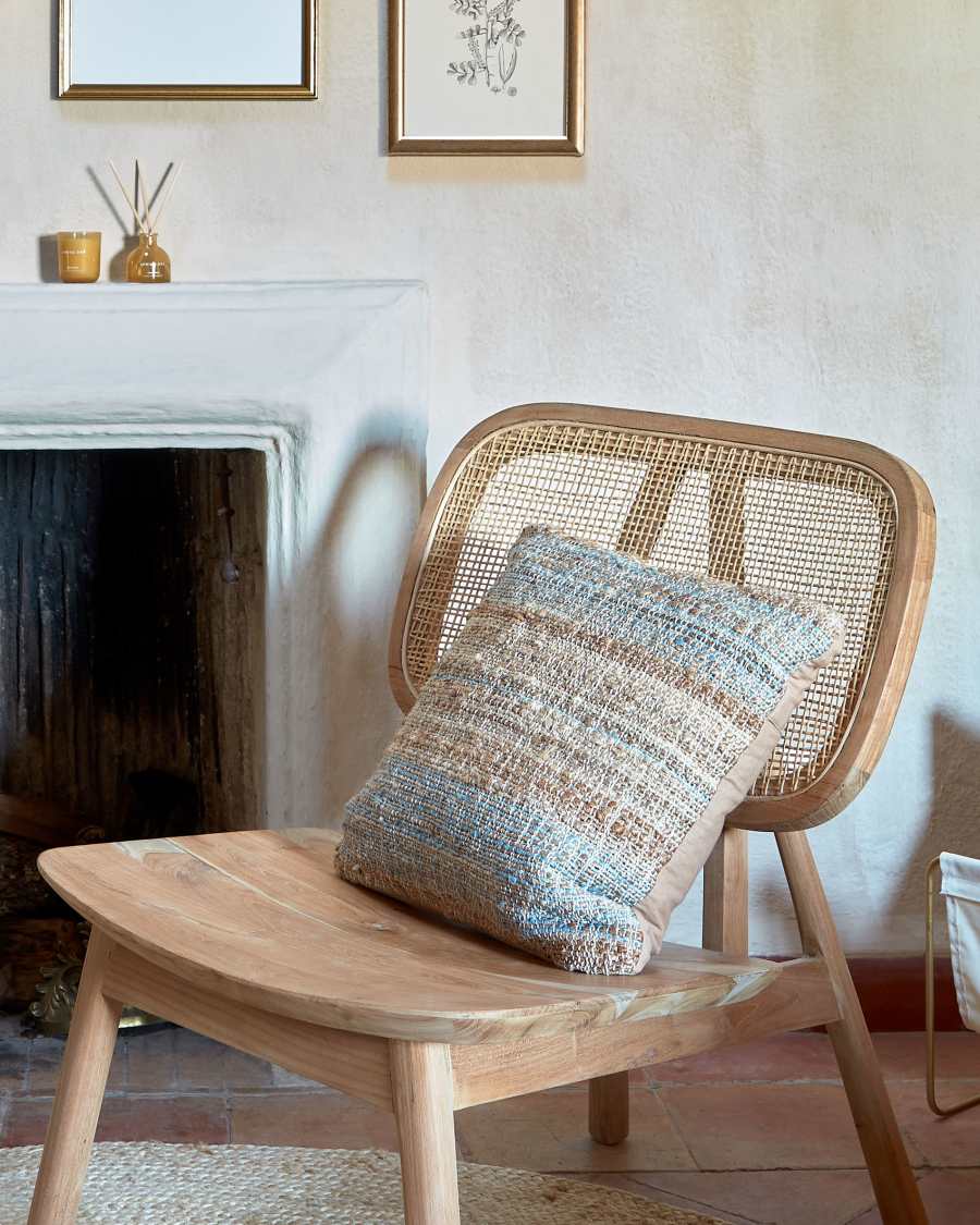 Nadra solid teak wood and rattan armchair