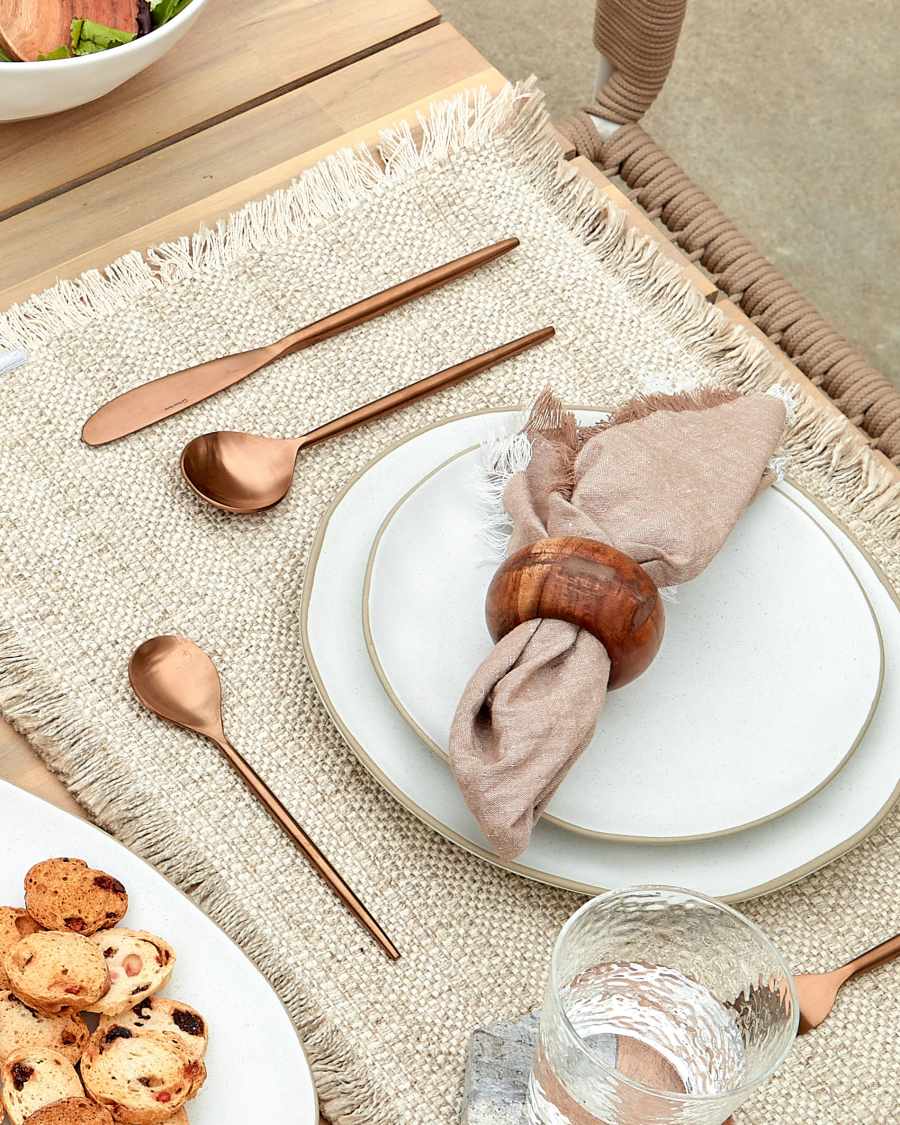 Iraide set of two brown cotton and linen napkins