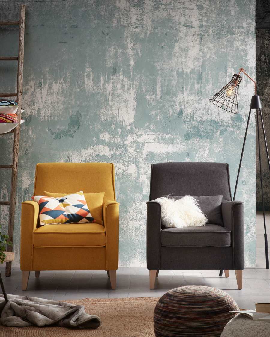 Glam Sessel dunkelgrau mit Beinen aus massivem Buchenholz