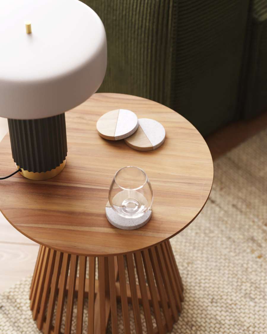 Jeanette round solid teak wood side table, Ø 50 cm