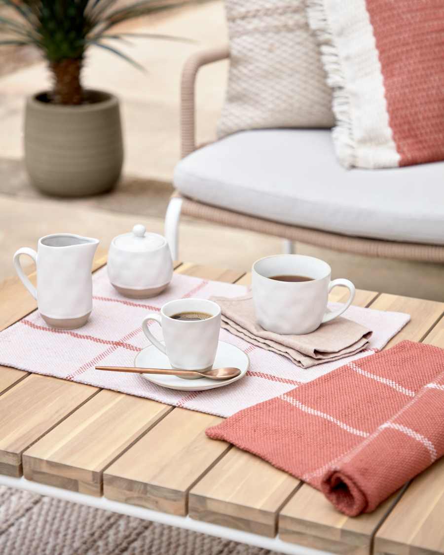 Ryba sugarbowl in white and brown ceramic