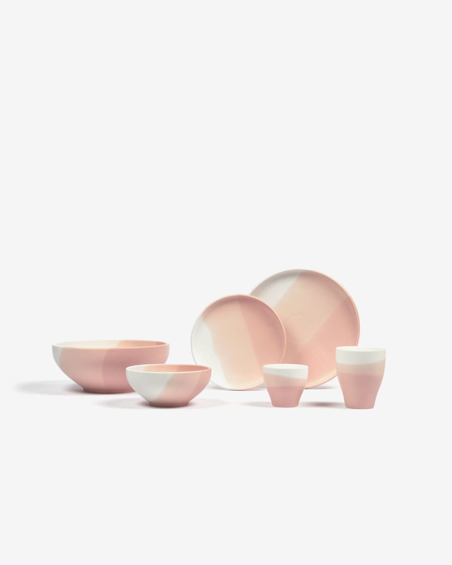Sayuri porcelain coffee cup in pink and white