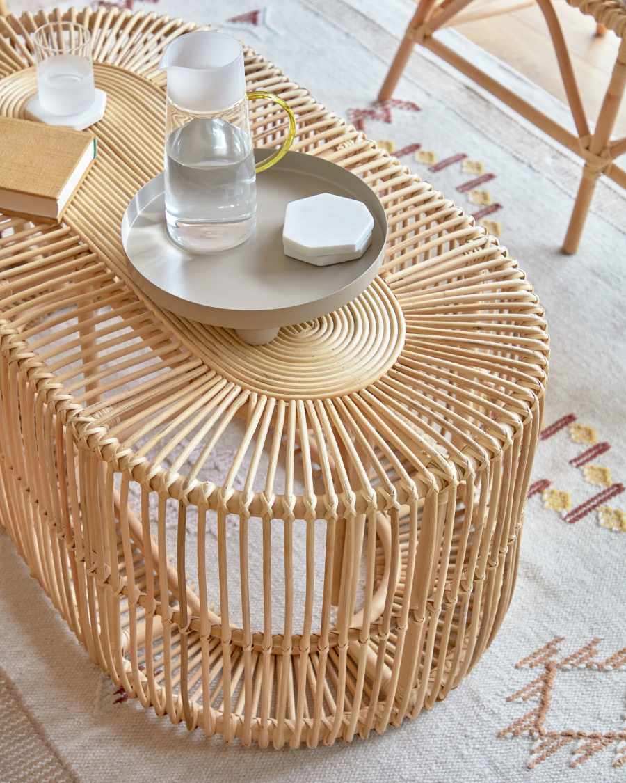 Lael coffee table in rattan with natural finish Ø 110 x 60 cm