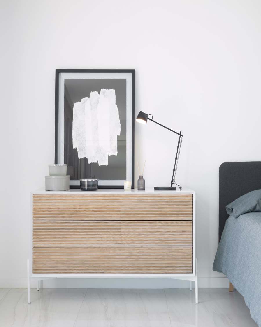Marielle dresser with three drawers made from ash wood with white lacquer 116 x 76 cm