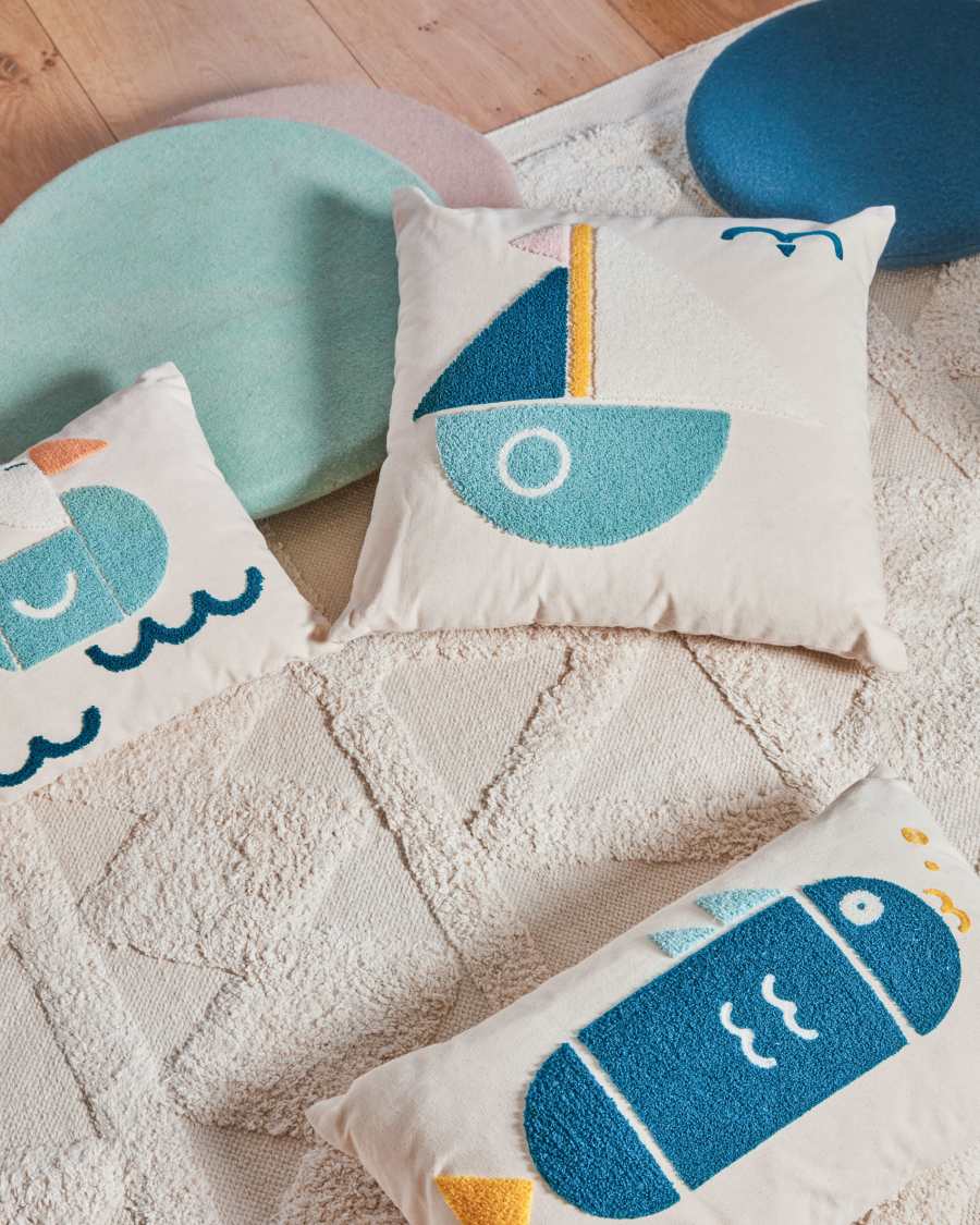 Kissenbezug Samudra 100% Baumwolle Segelboot mehrfarbig 45 x 45 cm