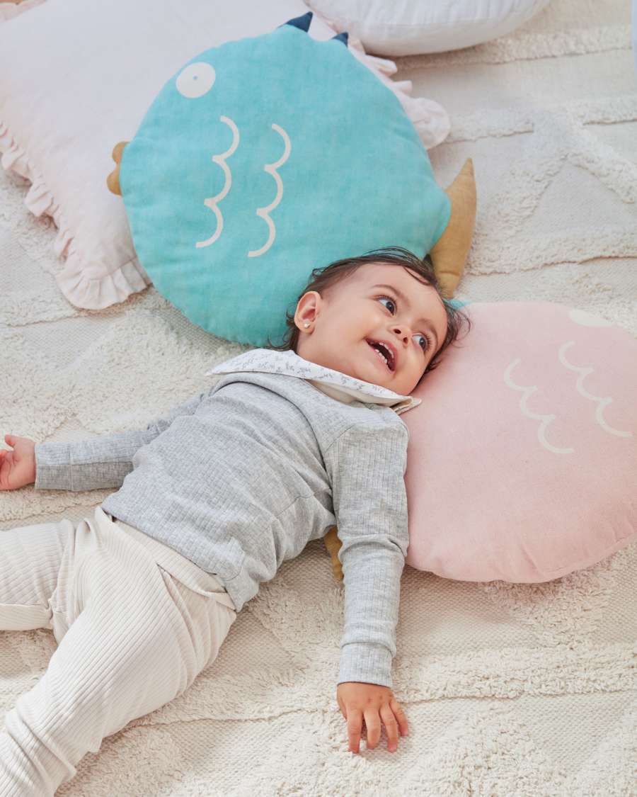 Delmare Kissen in Form eines Fisches 100% Baumwolle türkis Ø 45 cm