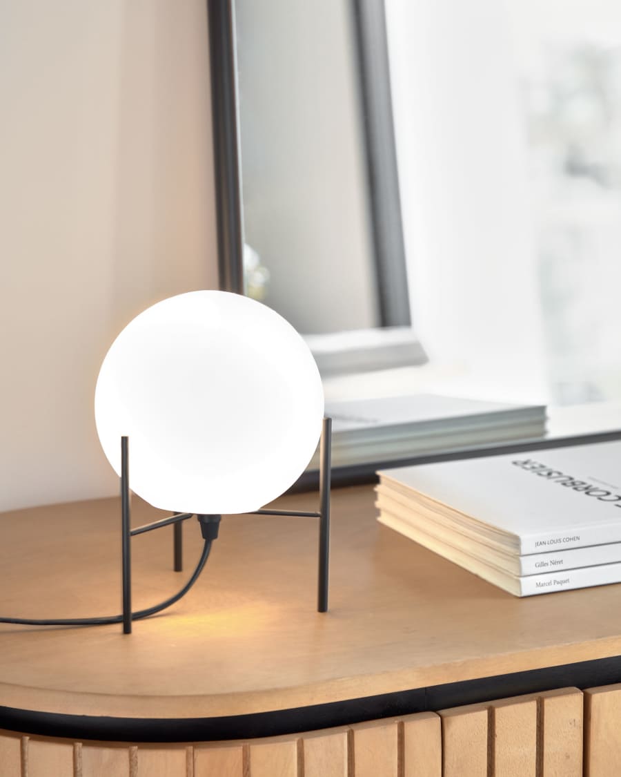 Seina table lamp in steel with black finish UK adapter