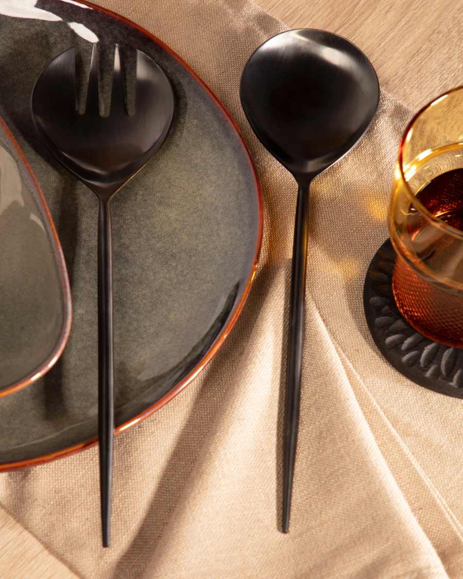 Fer 2-piece cutlery set for salad black