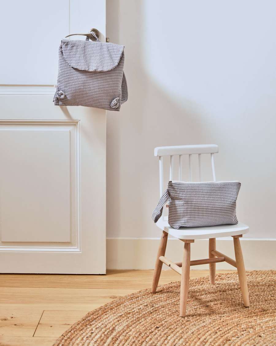 Vianina toiletry bag 100% organic cotton (GOTS) in Vichy black and white checks