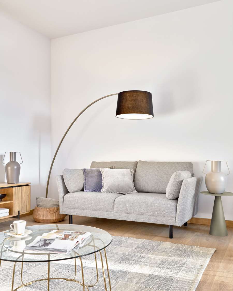 Gilma 2 seater sofa in light grey with painted black finish legs, 170 cm