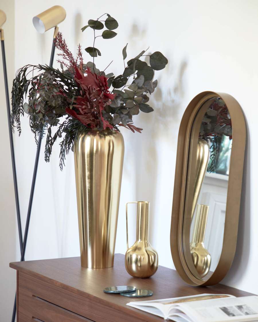 Tiare gold metal wall mirror 31 x 61,5 cm