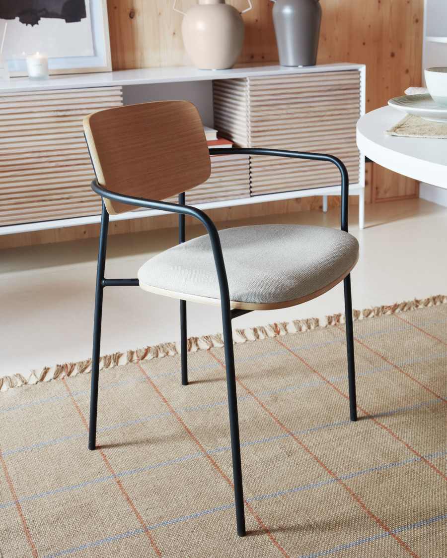 Badia natural rug with garnet and light blue stripes 160 x 230 cm