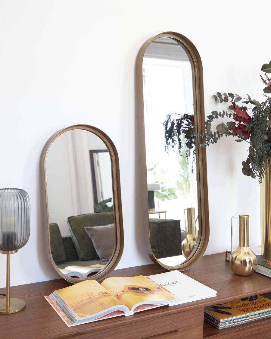 Tiare gold metal wall mirror 31 x 61,5 cm