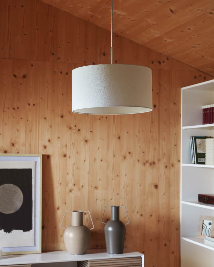 Abat-jour suspension Santana bouclette blanc Ø 40 cm