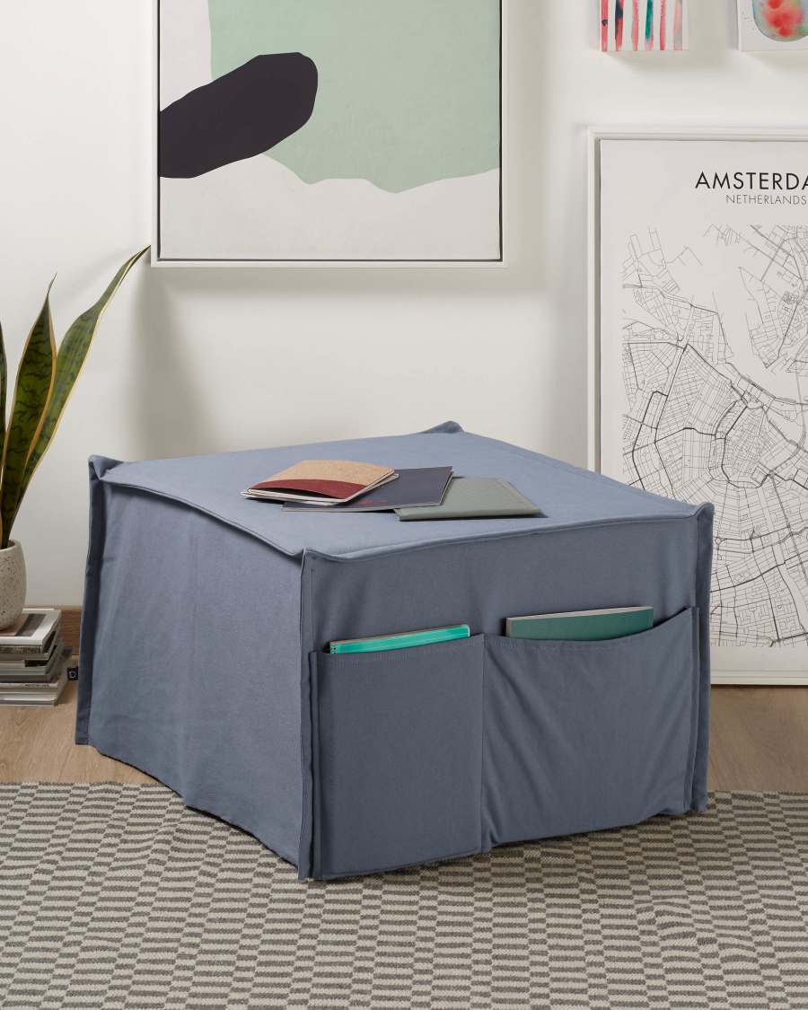 Chauffeuse Lizzie 70 x 60 (180) cm bleu