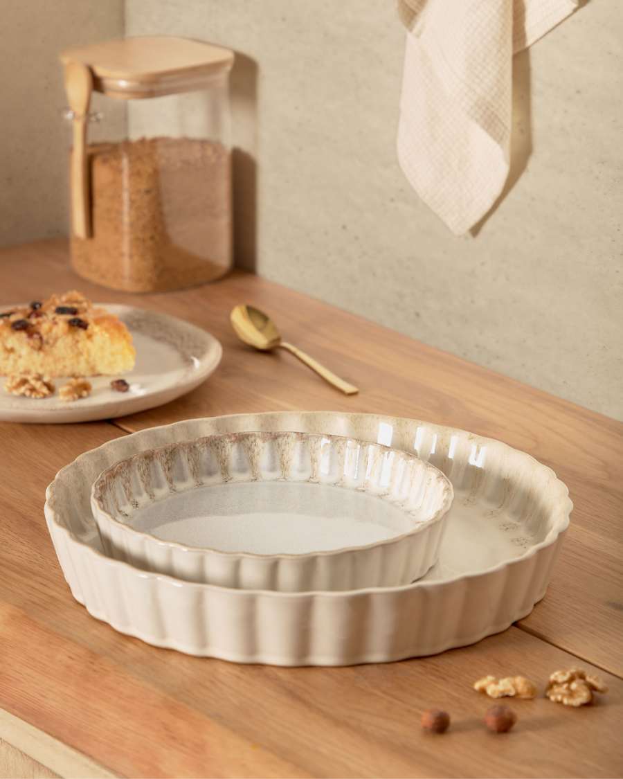 Lot de 2 plats à tarte Sheilyn beige Ø 19 cm / Ø 27 cm