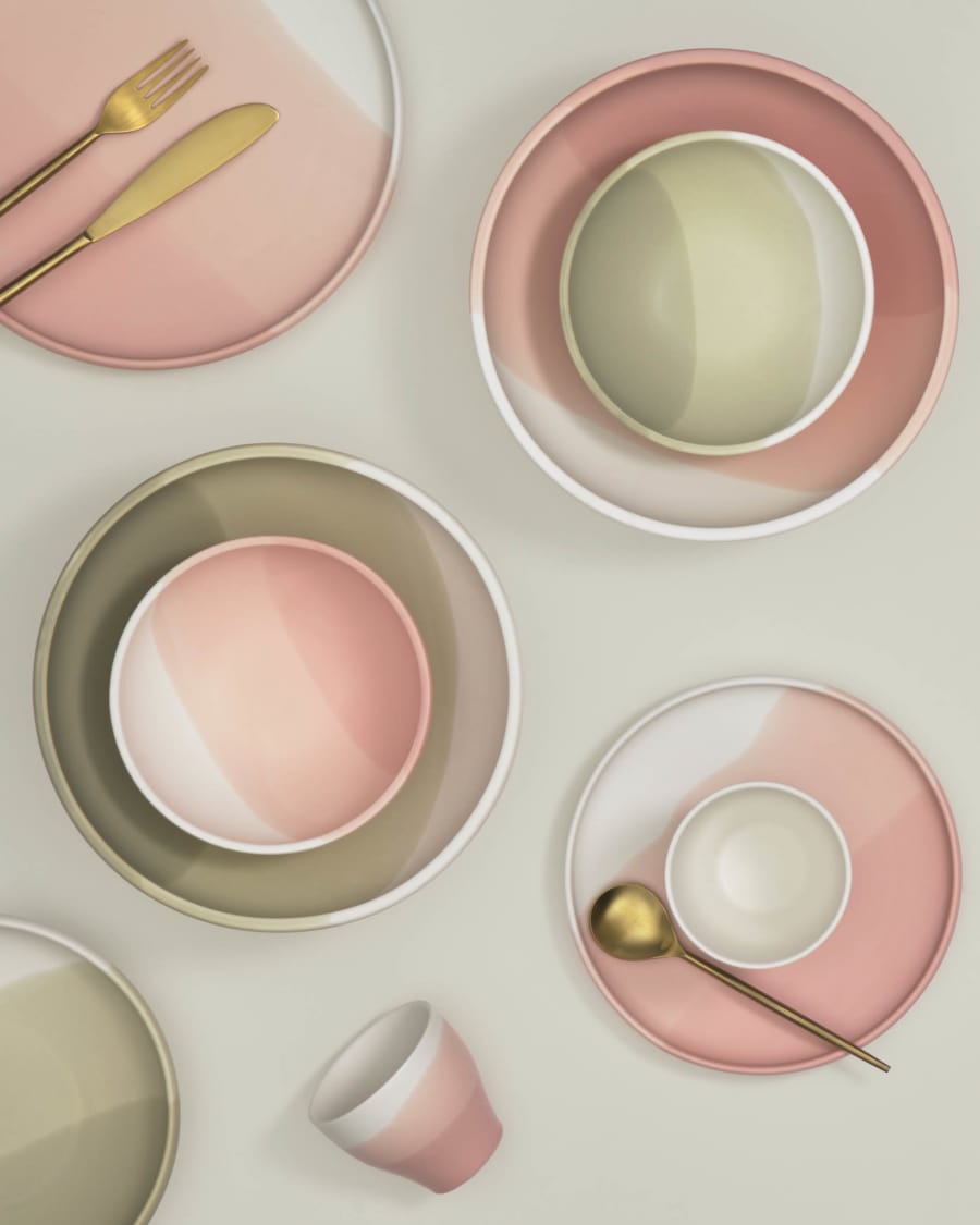 Sayuri large porcelain bowl in pink and white