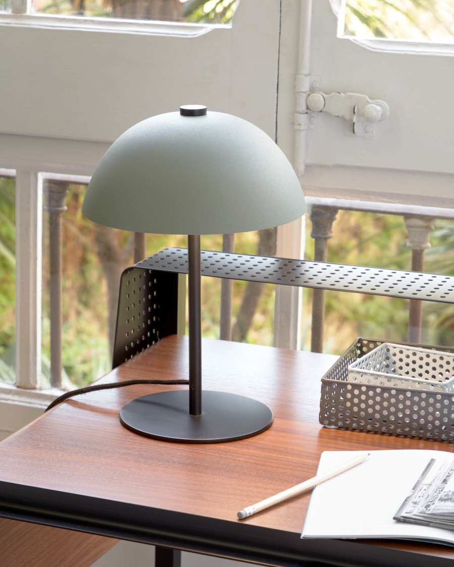 Aleyla table lamp in metal with green finish UK adapter