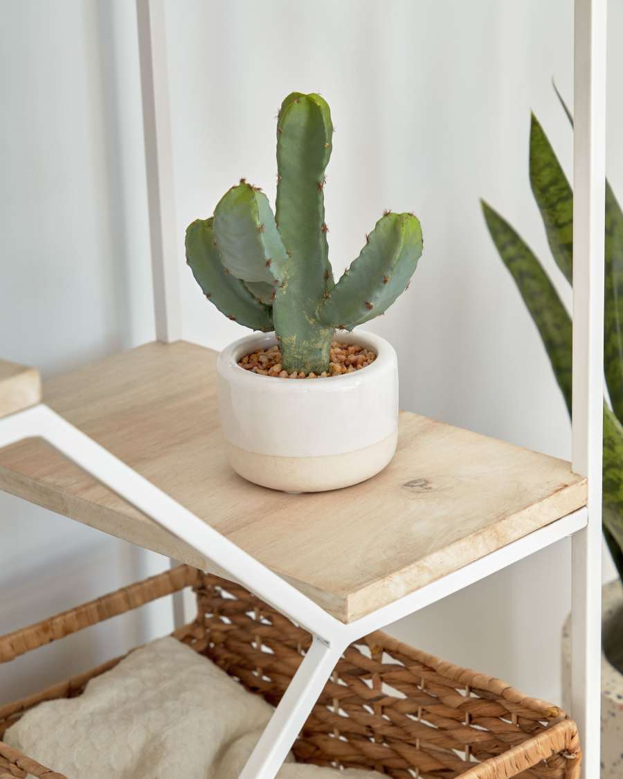 Artificial Cactus with white plantpot 22 cm