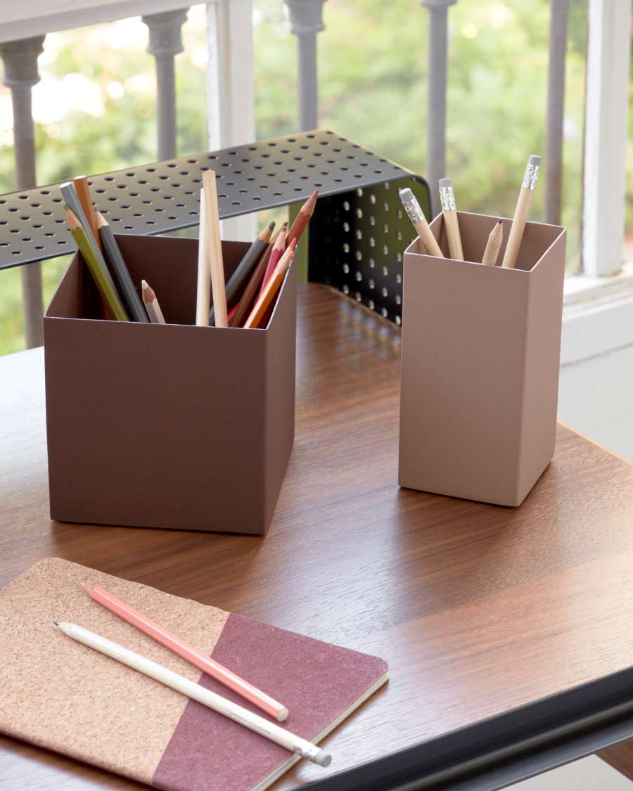 Cornella set of 2 pencil holders in multicoloured metal