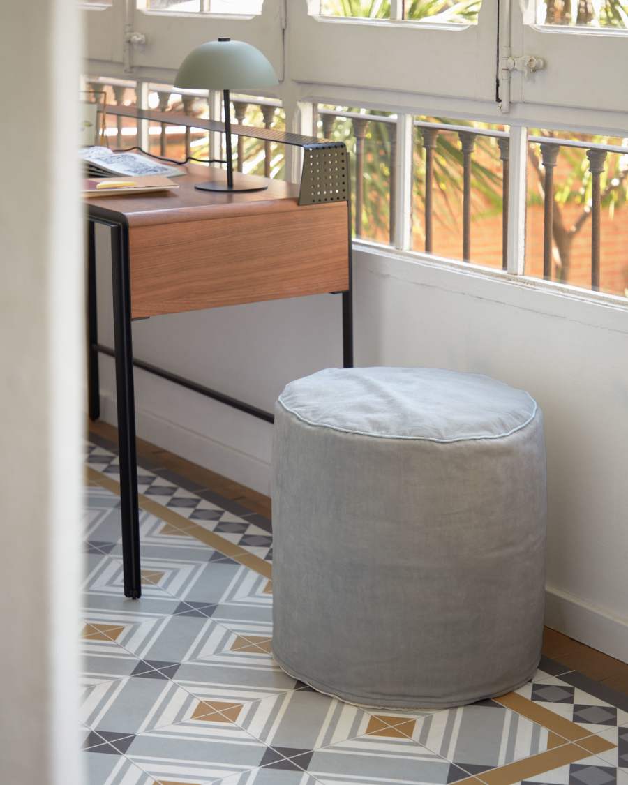 Brunetta round pouffe in light turquoise velvet Ø 40 cm