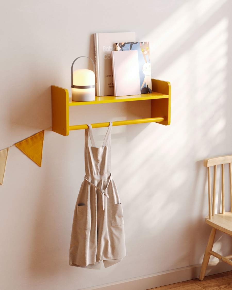 Florentina MDF shelf with hangers mustard finish 52.5 cm FSC