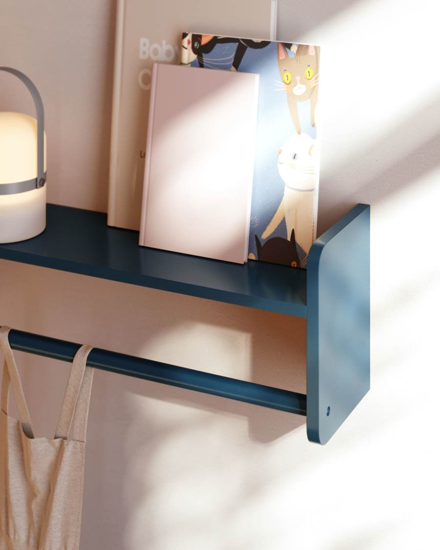 Estante perchero Florentina de MDF acabado azul 52,5 cm FSC