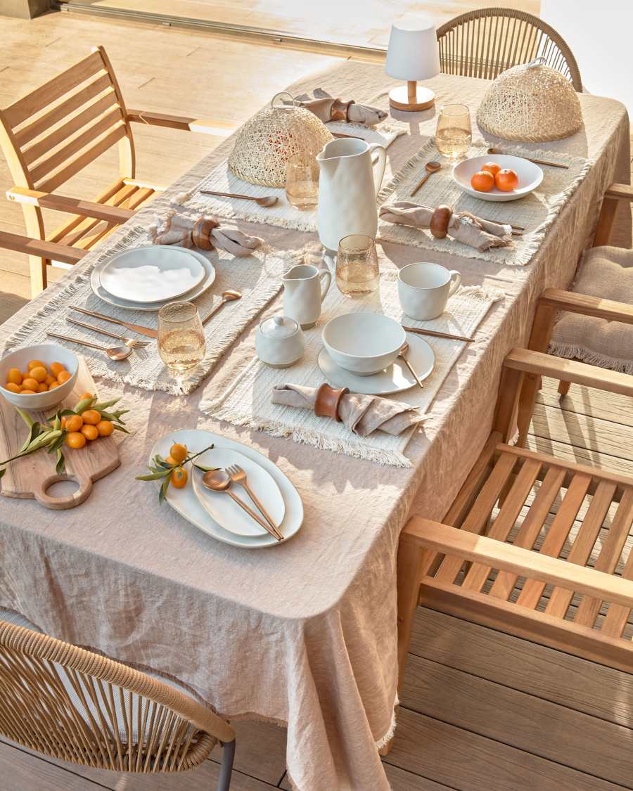 Iraide cotton and linen tablecloth in brown 170 x 250 cm