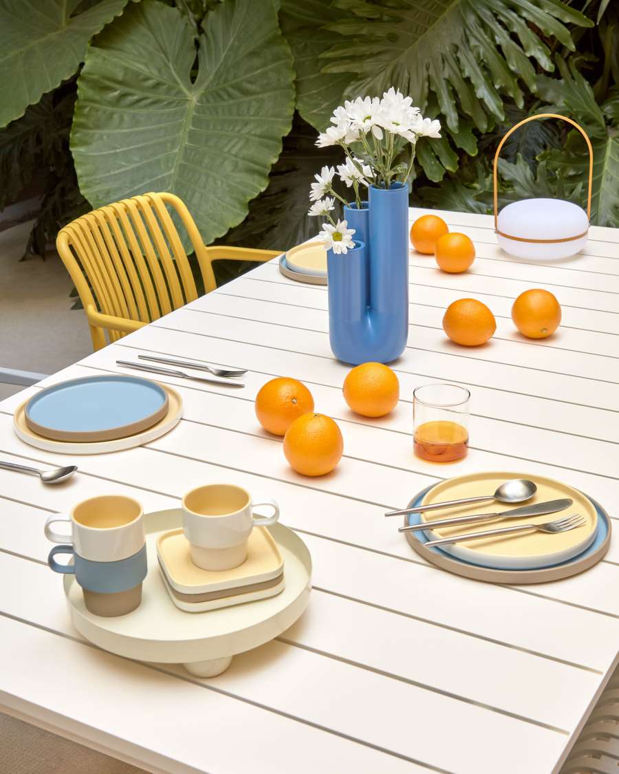 Table de jardin extensible Zaltana en aluminium blanc mat 140 (200) x 90 cm