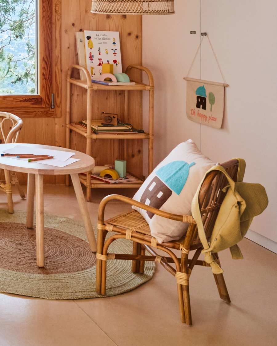 Adabel round natural jute rug in green Ø 120 cm