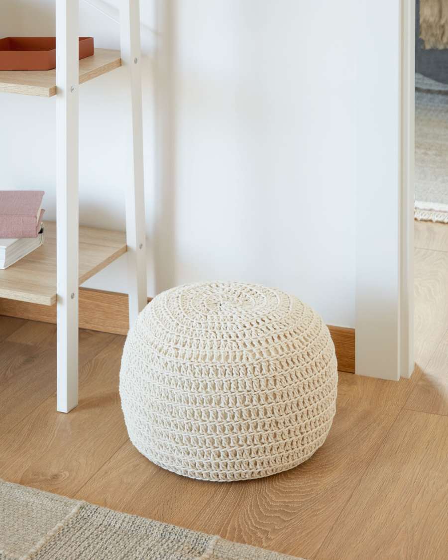 Pouf rotondo Fara cotone bianco Ø 25 cm