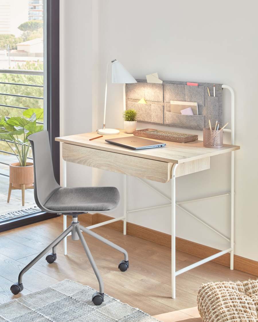 Ralfi grey desk chair with light grey seat