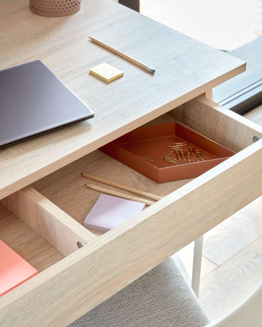 Yamina melamine and metal desk with white finish 100 x 60 cm