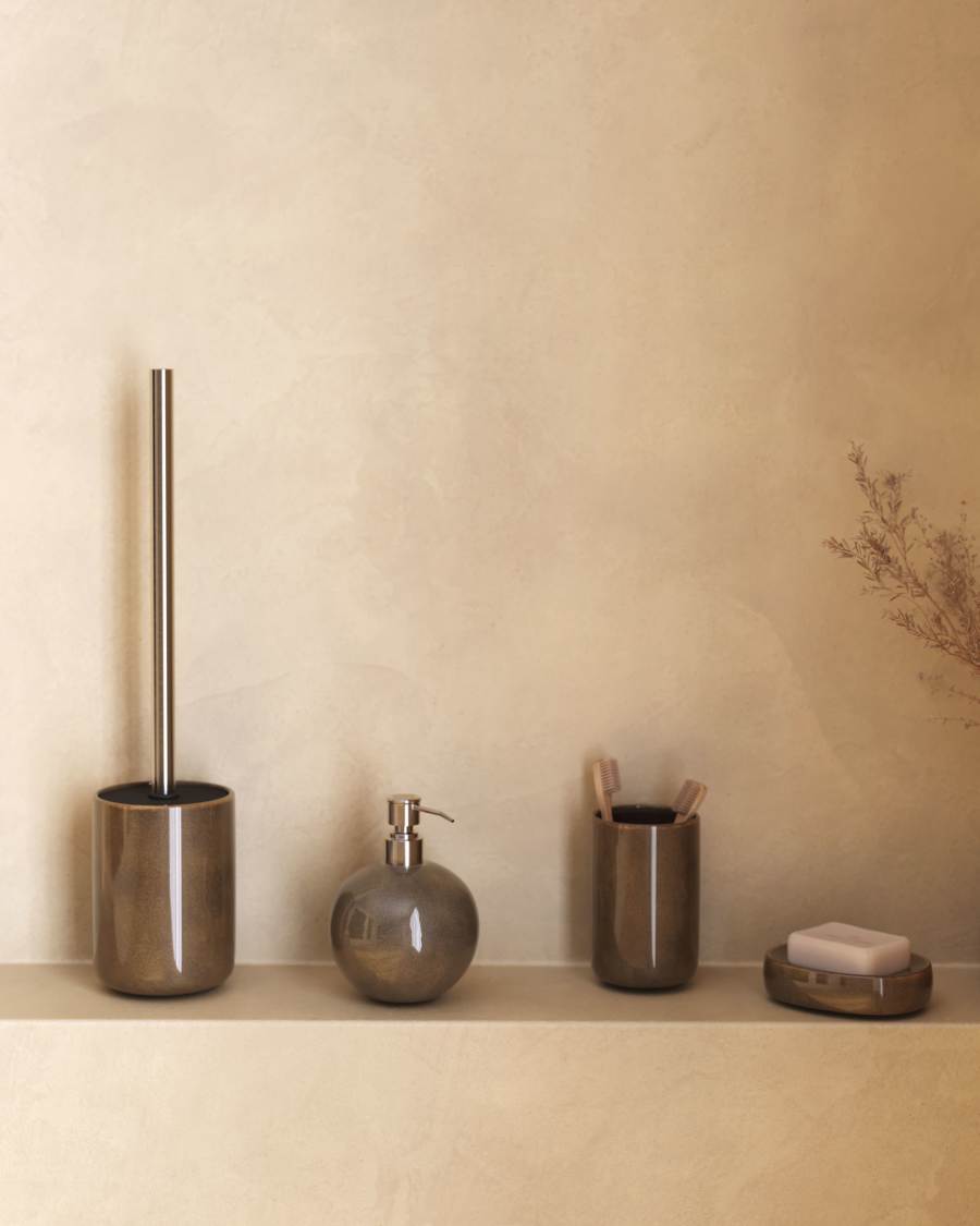 Berdolina brown ceramic soap dish