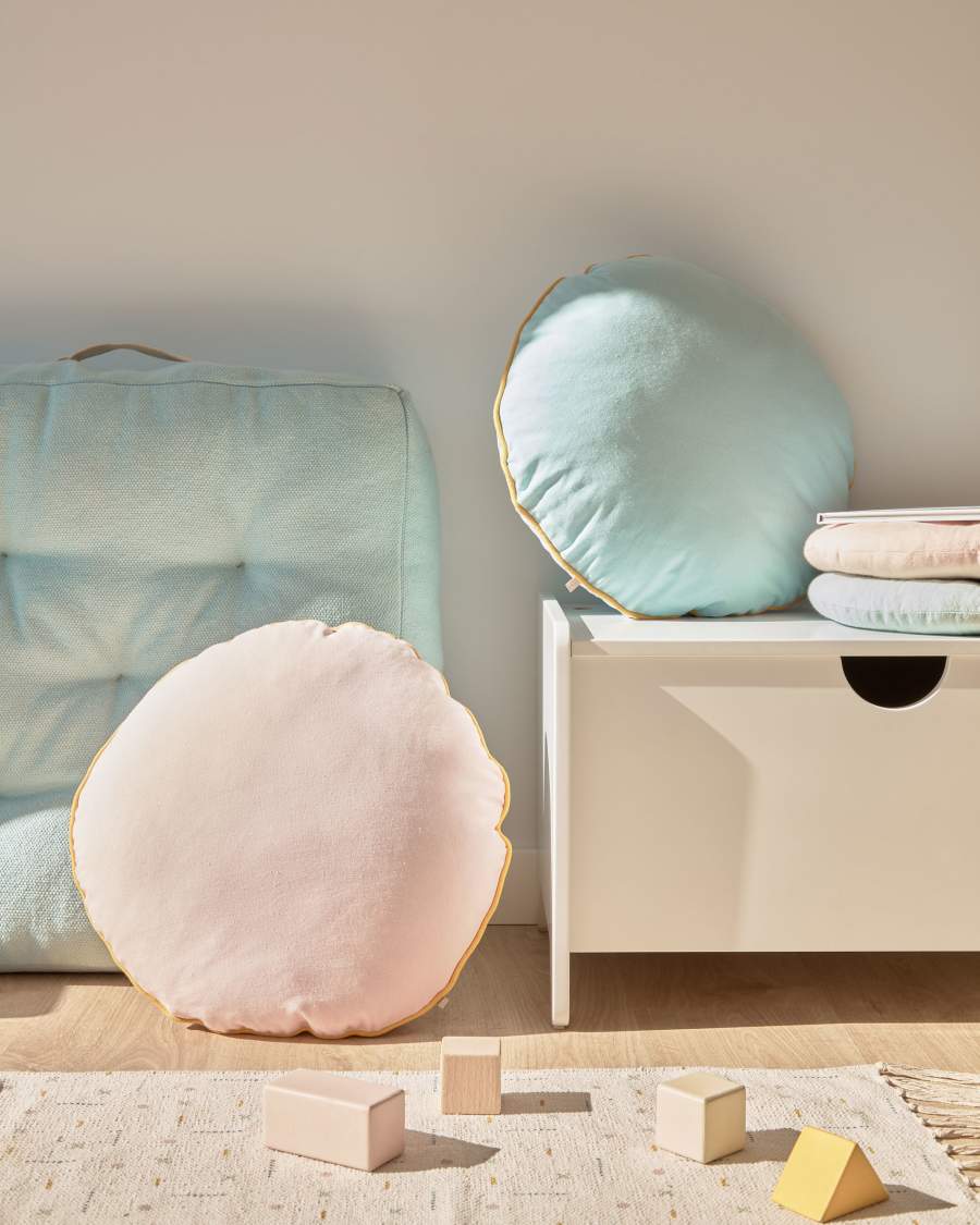 Housse de coussin Fresia 100% coton bleu Ø 45