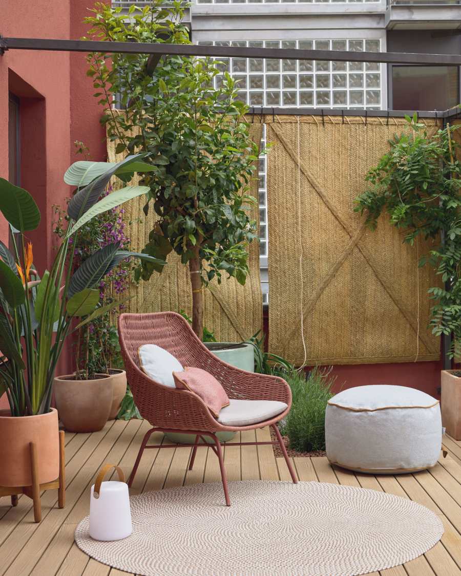 Pouf Dalila en PET vert de Ø 60cm