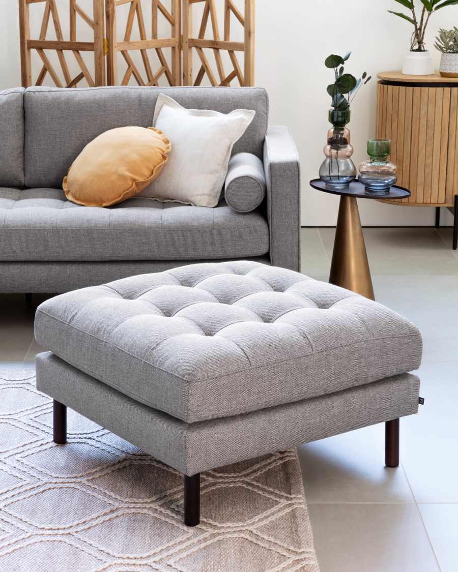 Debra footrest in light grey, 80 x 80 cm