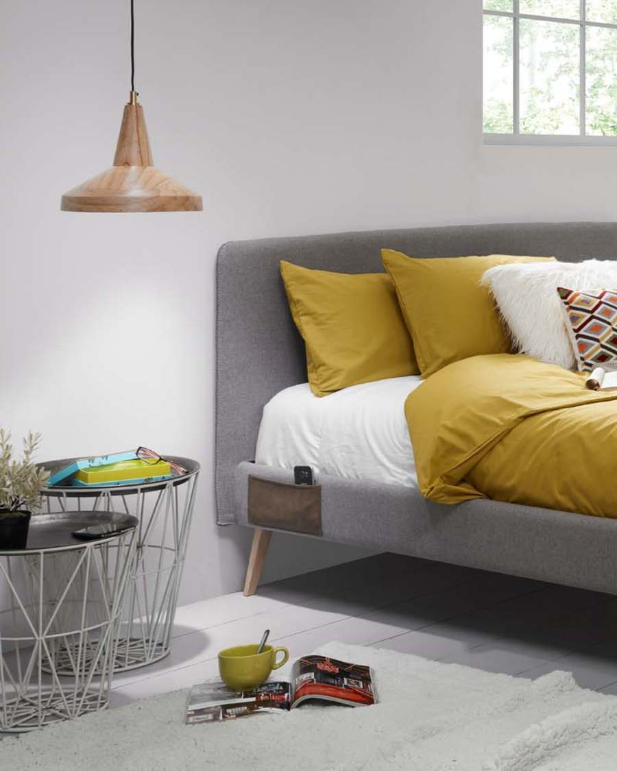 Tête de lit Dyla déhoussable grise pour lit jusqu’à 160 cm