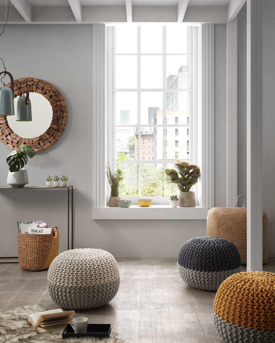 Grey Arnot pouf Ø 50 cm