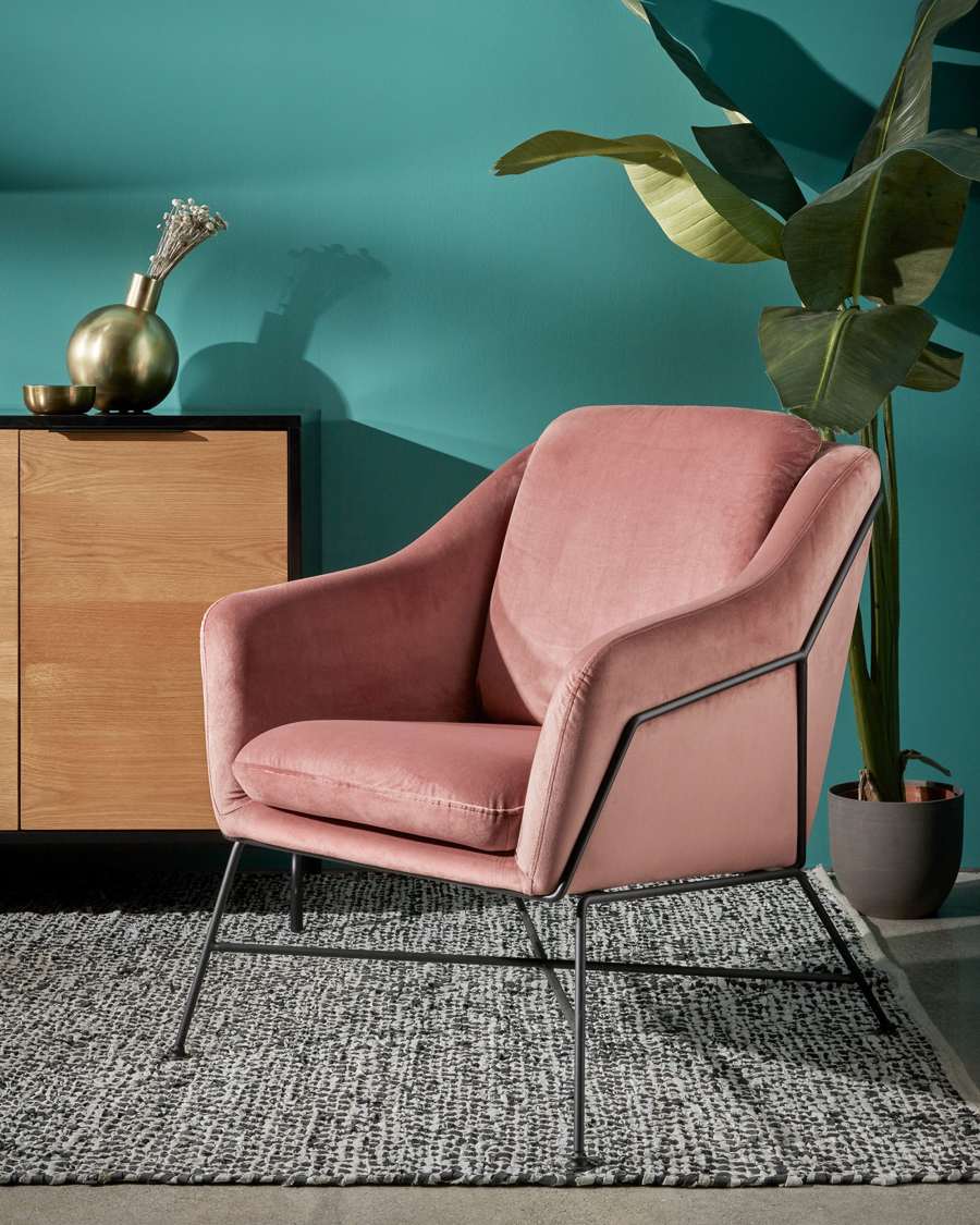 Poltrona Brida velluto rosa