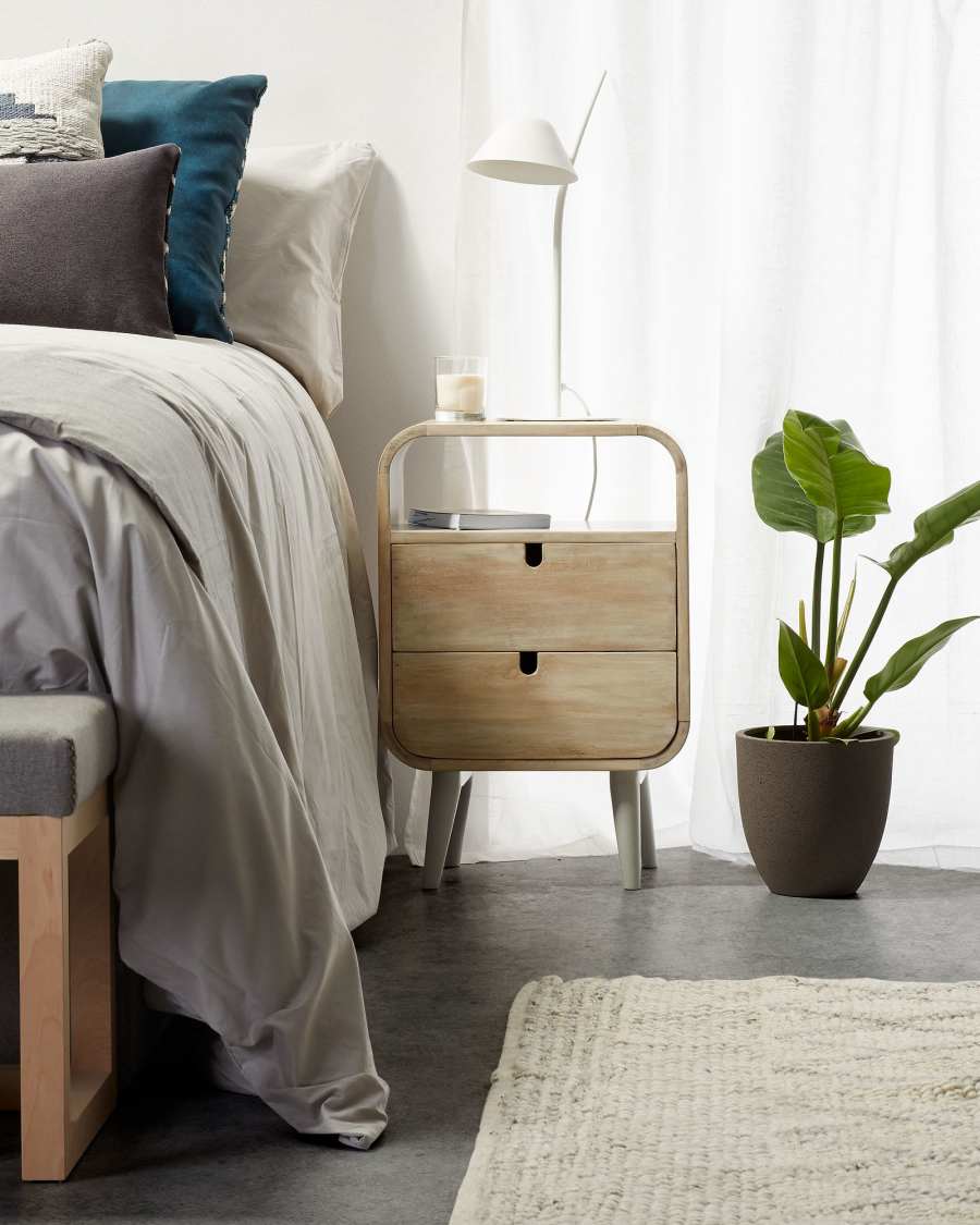 Georg 40 x 60, 5 cm bedside table natural and white