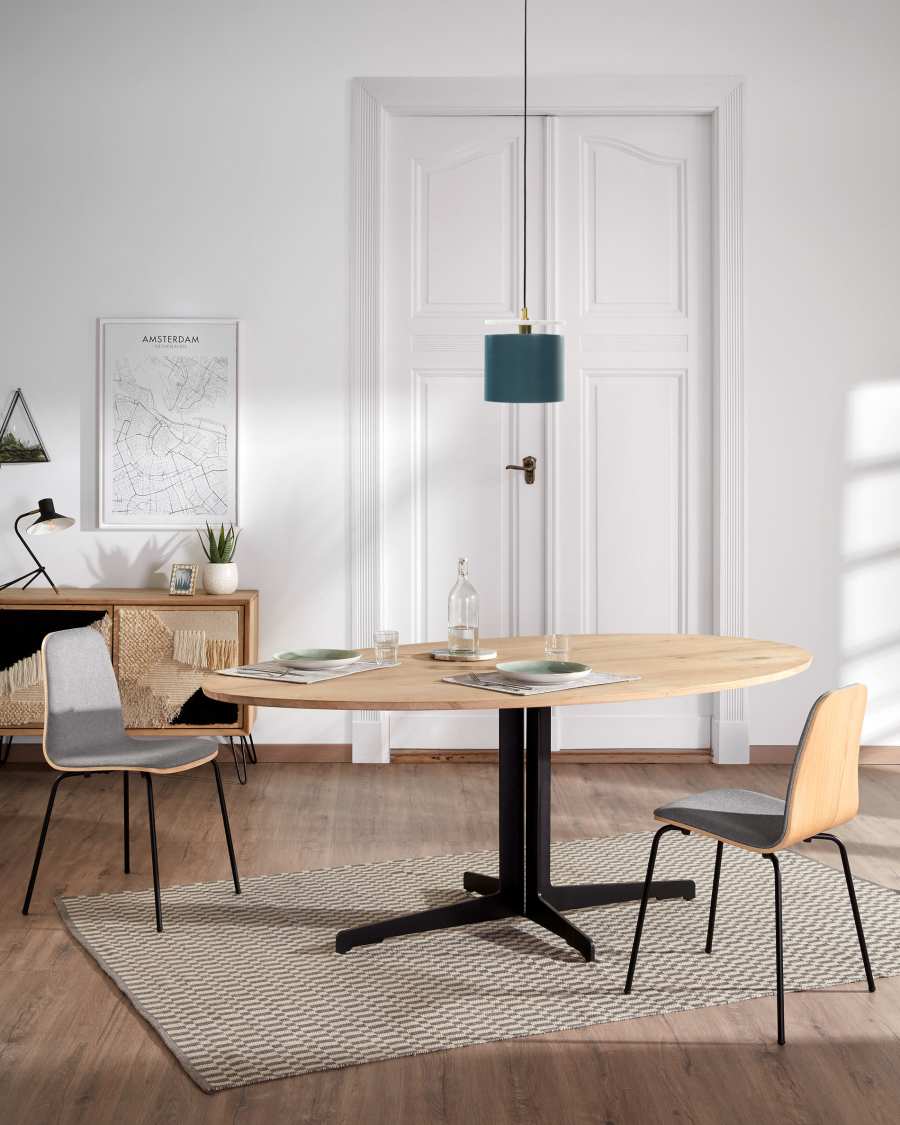 Canele grey chair in oak veneer with natural finish