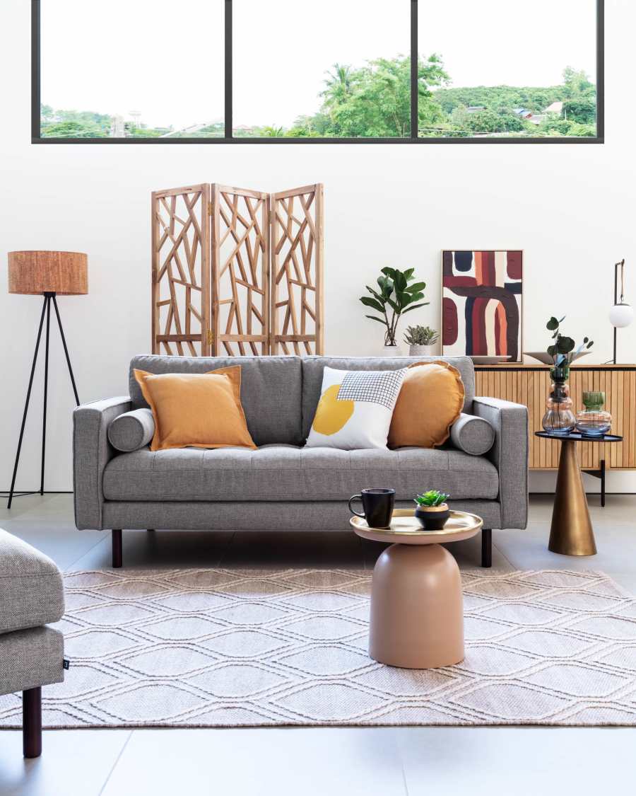 Debra 2 seater sofa in light grey, 182 cm