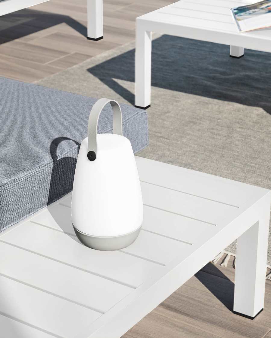 Duke outdoor set containing a 5-seater corner sofa and white aluminium table